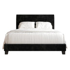 Ensemble de chambre à coucher CraftPorch en velours côtelé noir 4 pièces, style moderne du milieu du siècle, avec meubles marron