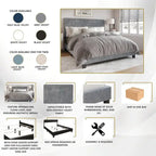 Ensemble de chambre à coucher CraftPorch en velours côtelé noir 4 pièces, style moderne du milieu du siècle, avec meubles marron