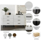 Ensemble de chambre à coucher CraftPorch en velours côtelé noir 4 pièces, style moderne du milieu du siècle, avec meubles marron