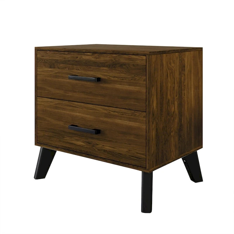 Ensemble de chambre à coucher CraftPorch en velours côtelé noir 4 pièces, style moderne du milieu du siècle, avec meubles marron