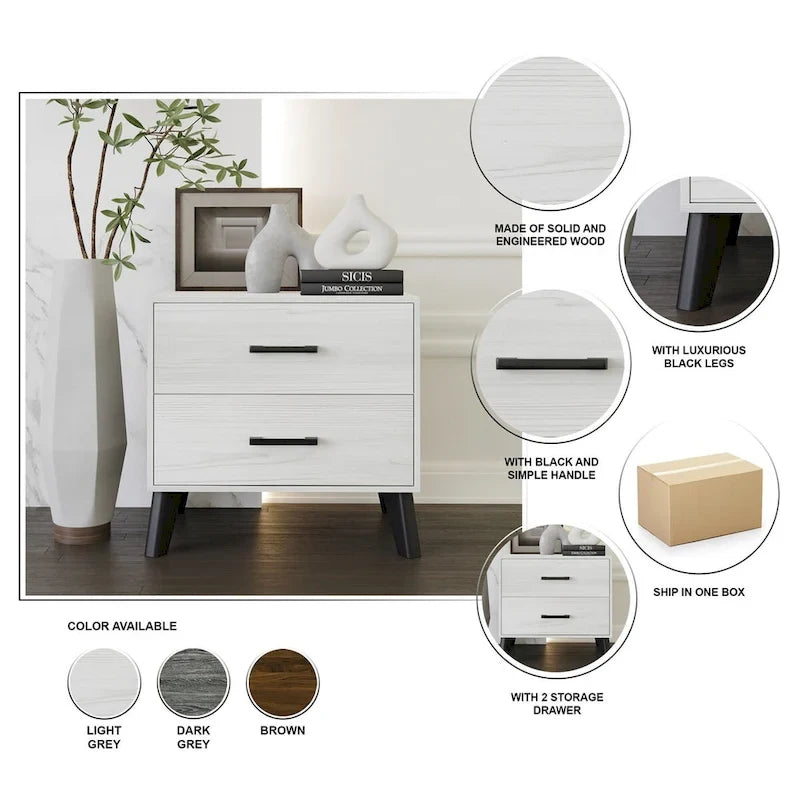Ensemble de chambre à coucher CraftPorch en velours côtelé noir 4 pièces, style moderne du milieu du siècle, avec meubles marron