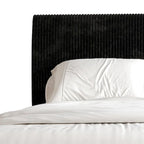 Ensemble de chambre à coucher CraftPorch en velours côtelé noir 4 pièces, style moderne du milieu du siècle, avec meubles marron