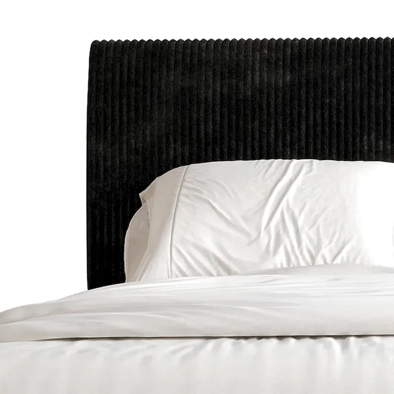 Ensemble de chambre à coucher CraftPorch en velours côtelé noir 4 pièces, style moderne du milieu du siècle, avec meubles marron