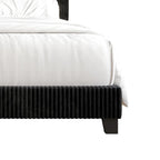 Ensemble de chambre à coucher CraftPorch en velours côtelé noir 4 pièces, style moderne du milieu du siècle, avec meubles marron