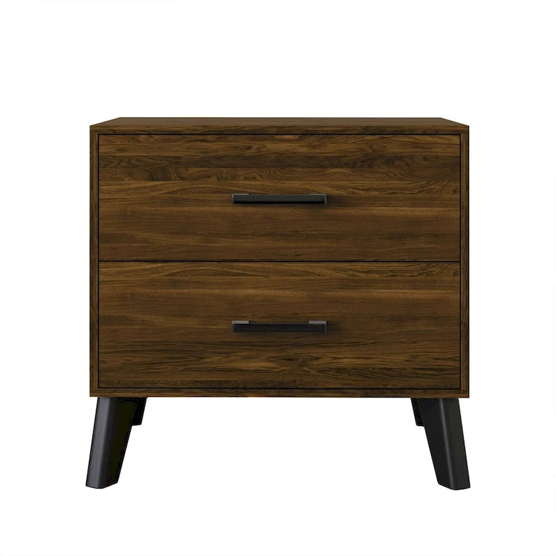 Ensemble de chambre à coucher CraftPorch en velours côtelé noir 4 pièces, style moderne du milieu du siècle, avec meubles marron