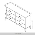 Ensemble de chambre à coucher CraftPorch en velours côtelé noir 4 pièces, style moderne du milieu du siècle, avec meubles marron
