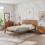 Ensemble de chambre à coucher 5 pièces Beau Midcentury en noyer, style bas, pour lit queen de Furniture of America