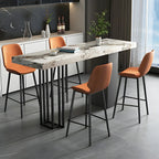 Table de bar rectangulaire moderne en métal et pierre noire, hauteur comptoir