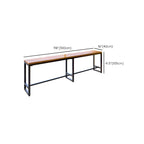 Table de bar moderne en bois brun et fer avec piètement à tréteaux