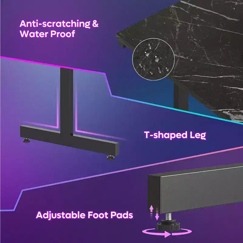 Bestier Bureau de Gamer 42 Petit Bureau d'Ordinateur pour Bureau à Domicile avec Lumières LED et Support de Moniteur