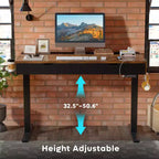 Bureau électrique debout Bestier de 47 x 24 pouces avec deux tiroirs et lumière LED pour bureau à domicile, bureau réglable en hauteur, bureau d'ordinateur