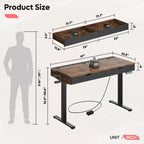 Bureau électrique debout Bestier de 47 x 24 pouces avec deux tiroirs et lumière LED pour bureau à domicile, bureau réglable en hauteur, bureau d'ordinateur