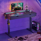 Bureau électrique debout Bestier de 47 x 24 pouces avec deux tiroirs et lumière LED pour bureau à domicile, bureau réglable en hauteur, bureau d'ordinateur