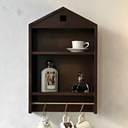 Vitrine flottante en bois à 2 étagères en forme de maison classique