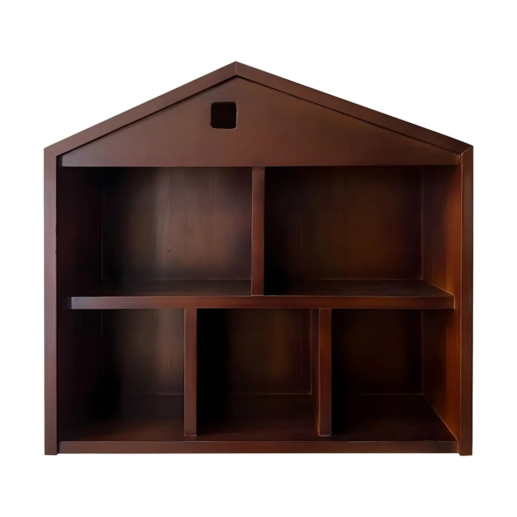 Vitrine flottante en bois à 2 étagères en forme de maison classique