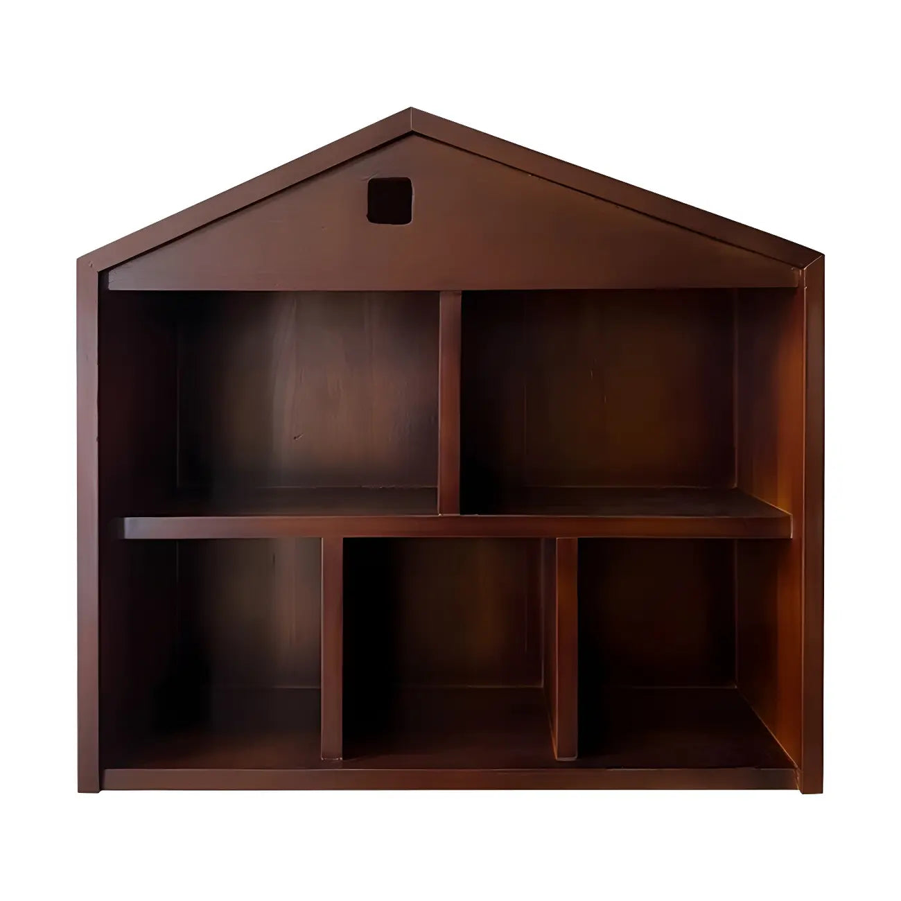 Vitrine flottante en bois à 2 étagères en forme de maison classique