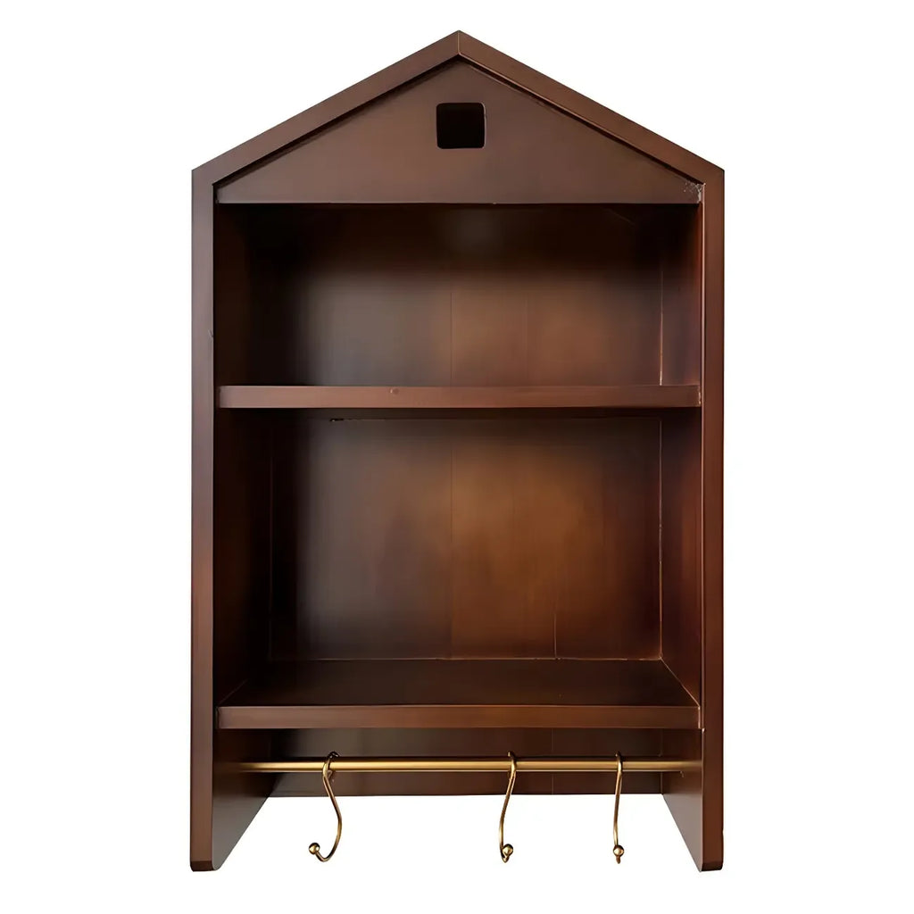 Vitrine flottante en bois à 2 étagères en forme de maison classique