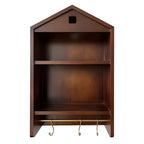 Vitrine flottante en bois à 2 étagères en forme de maison classique