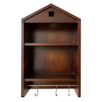 Vitrine flottante en bois à 2 étagères en forme de maison classique
