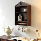 Vitrine flottante en bois à 2 étagères en forme de maison classique
