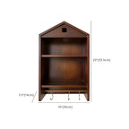 Vitrine flottante en bois à 2 étagères en forme de maison classique