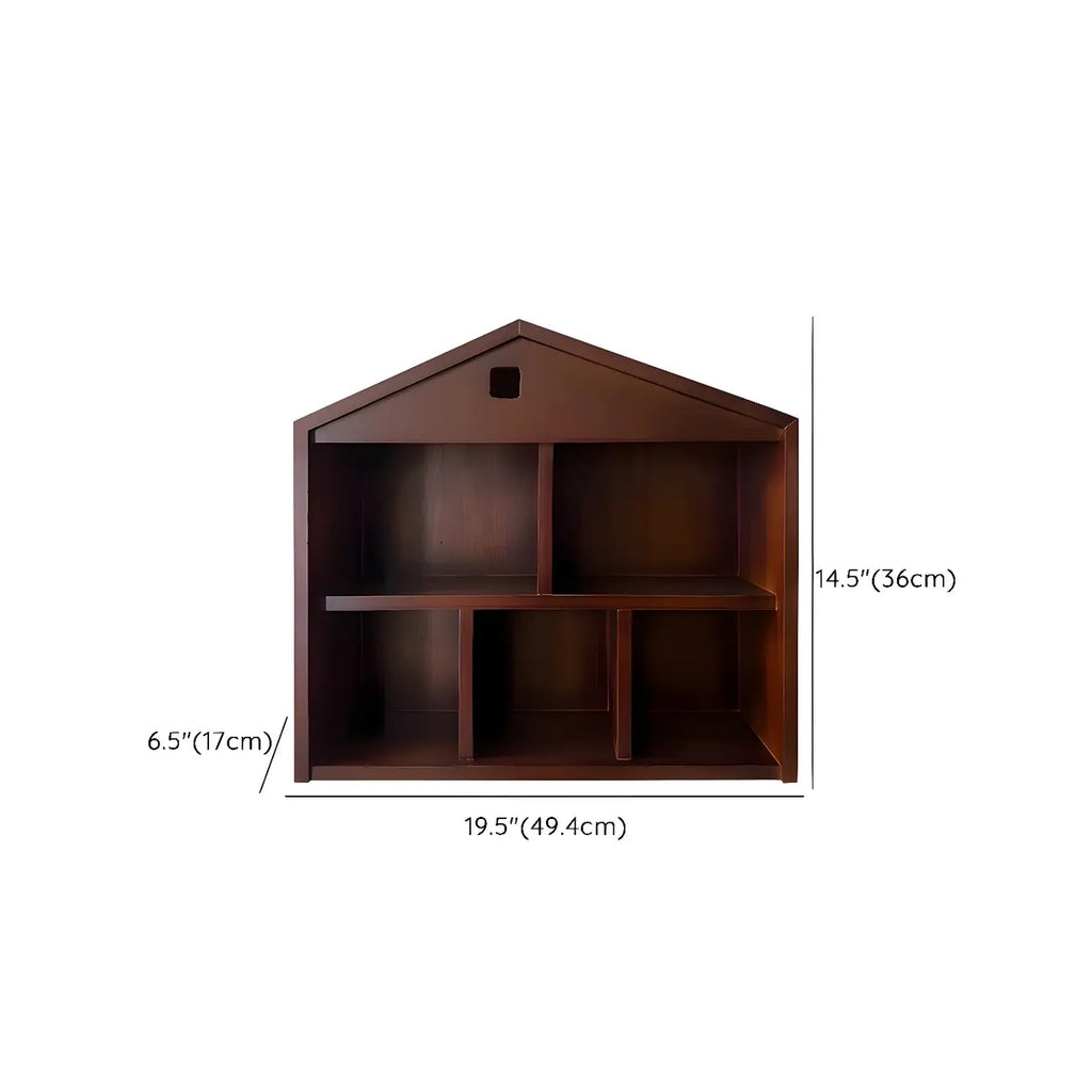 Vitrine flottante en bois à 2 étagères en forme de maison classique