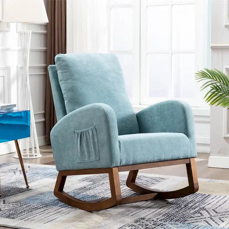 Un salon moderne avec un fauteuil à bascule confortable