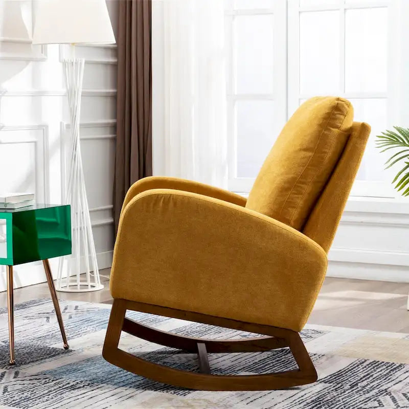 Un salon moderne avec un fauteuil à bascule confortable