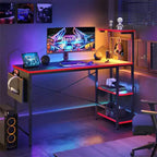 Bureau de jeu LED Bestier 52 pouces avec 4 étagères et un sac de rangement
