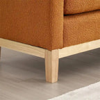 Banc rembourré élégant, pouf avec pieds en bois et coussins cylindriques