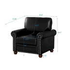 Fauteuil de salon à une place avec pieds en bois en similicuir