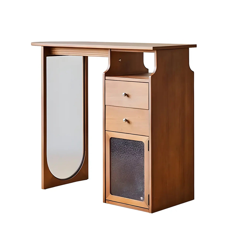 Tables de bar de rangement en bois brun de forme libre pour salon