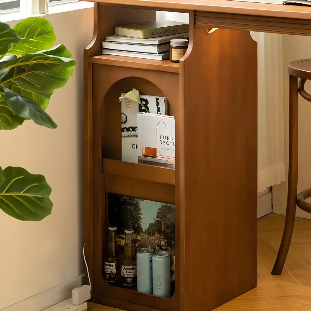 Tables de bar de rangement en bois brun de forme libre pour salon