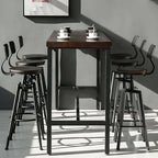 Tables de bar réglables en bois et métal brun de style industriel