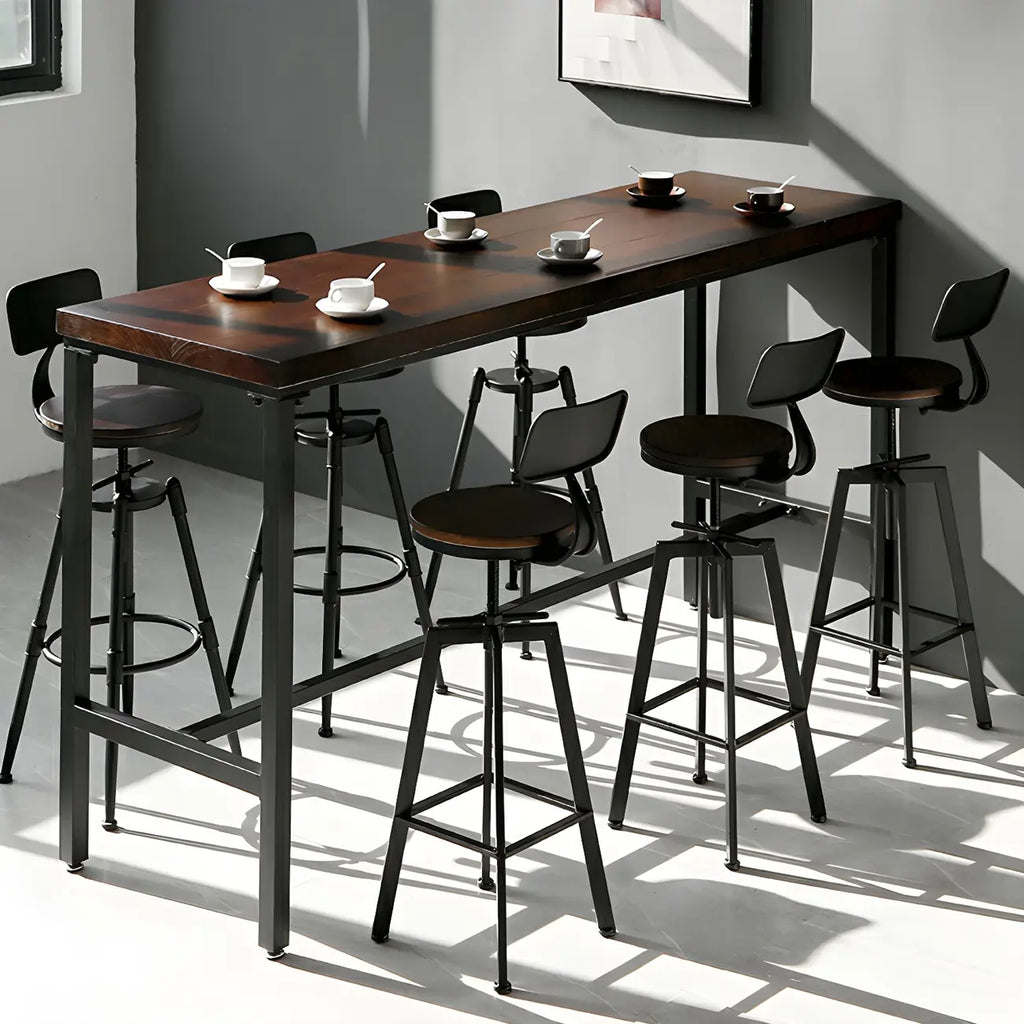 Tables de bar réglables en bois et métal brun de style industriel