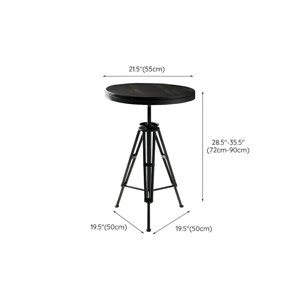 Tables de bar réglables en bois et métal brun de style industriel