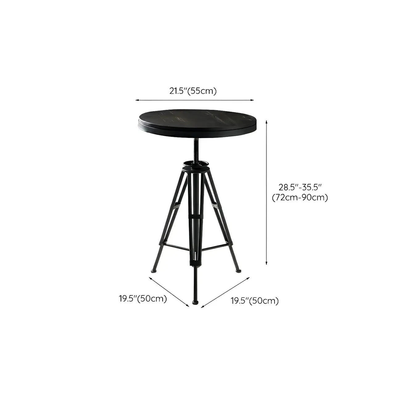 Tables de bar réglables en bois et métal brun de style industriel