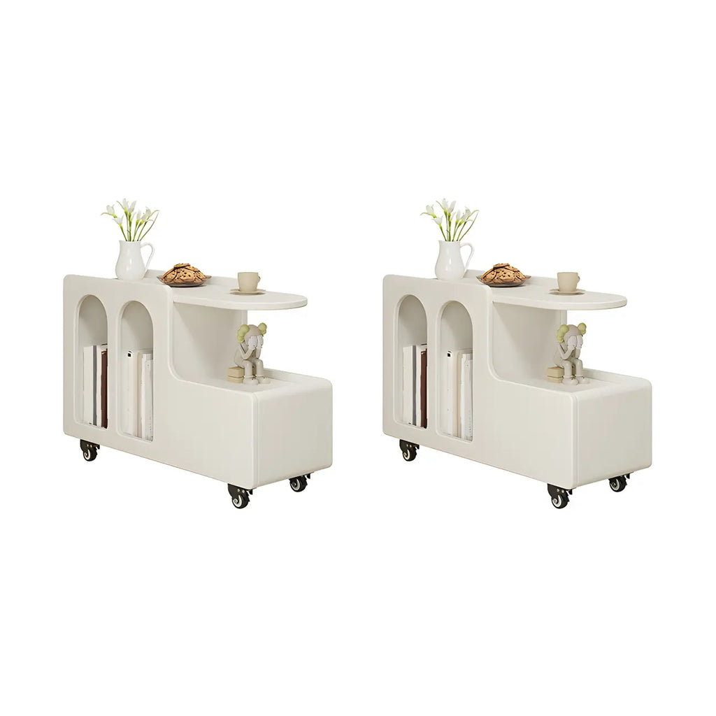 Table d'appoint mobile rectangulaire en bois blanc, de forme libre