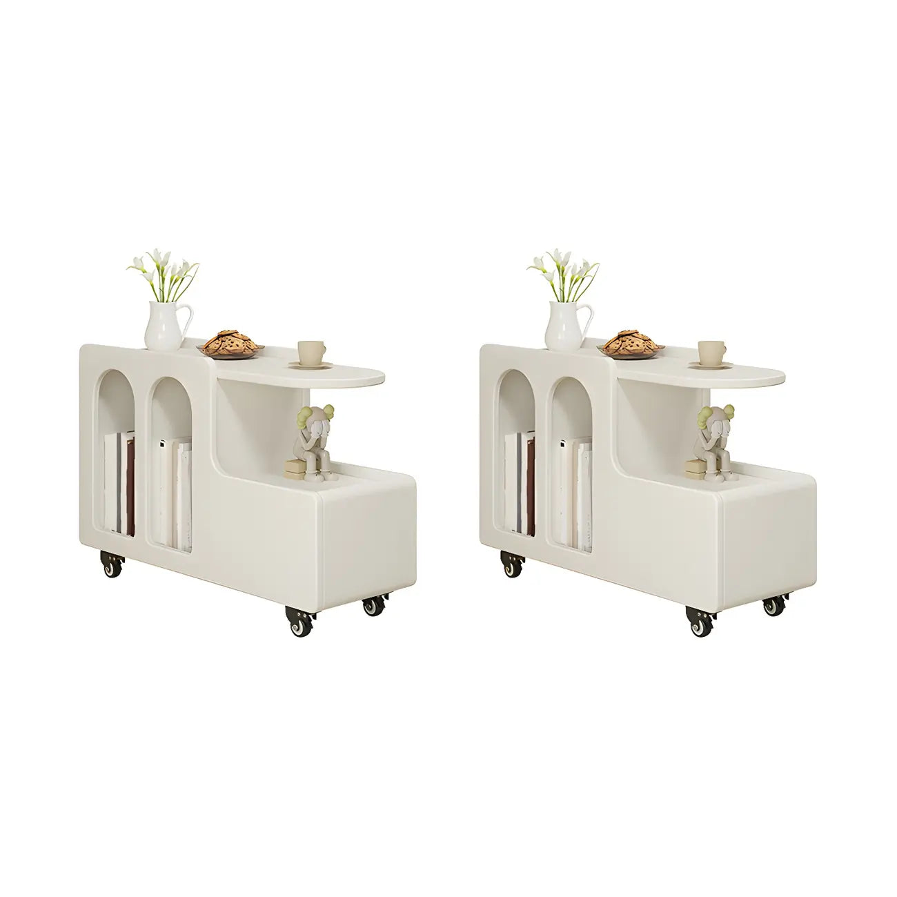 Table d'appoint mobile rectangulaire en bois blanc, de forme libre