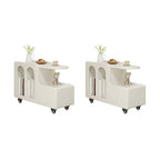 Table d'appoint mobile rectangulaire en bois blanc, de forme libre