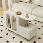 Table d'appoint mobile rectangulaire en bois blanc, de forme libre