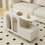 Table d'appoint mobile rectangulaire en bois blanc, de forme libre