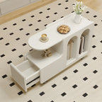Table d'appoint mobile rectangulaire en bois blanc, de forme libre