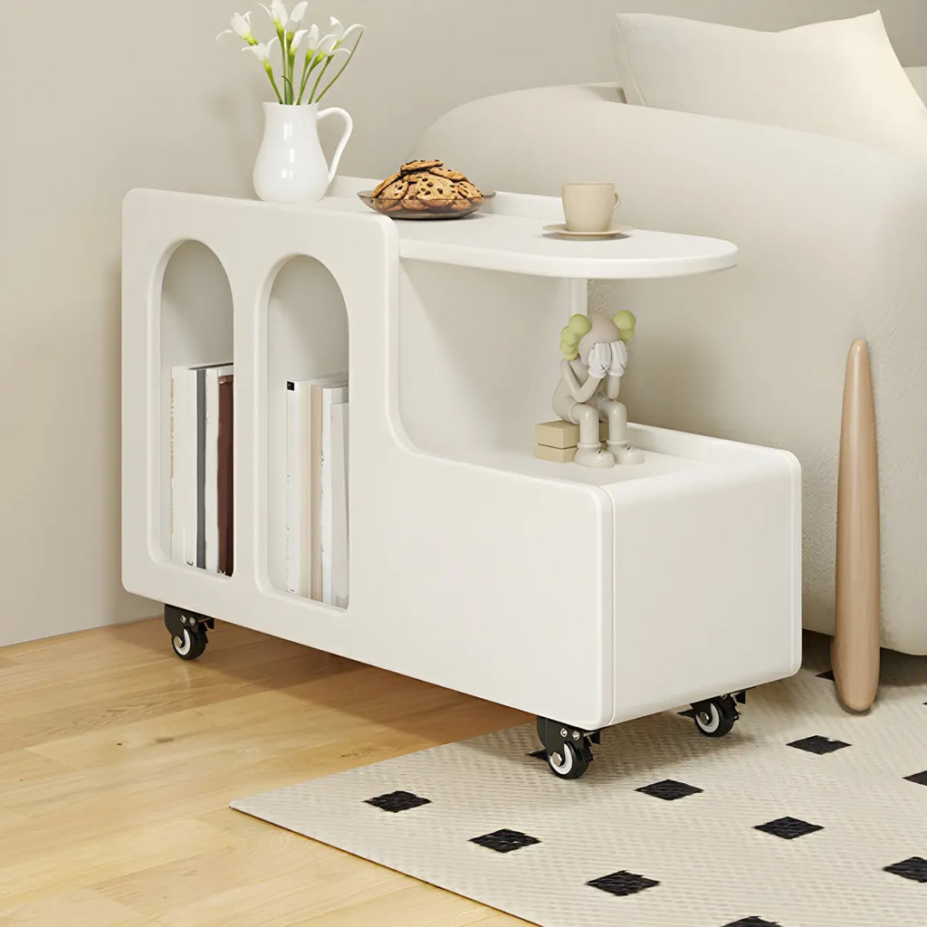 Table d'appoint mobile rectangulaire en bois blanc, de forme libre