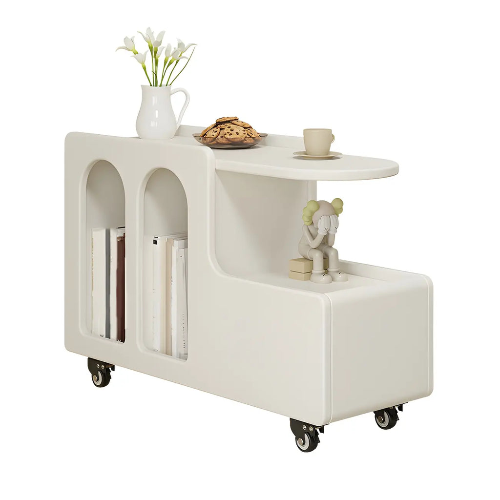 Table d'appoint mobile rectangulaire en bois blanc, de forme libre