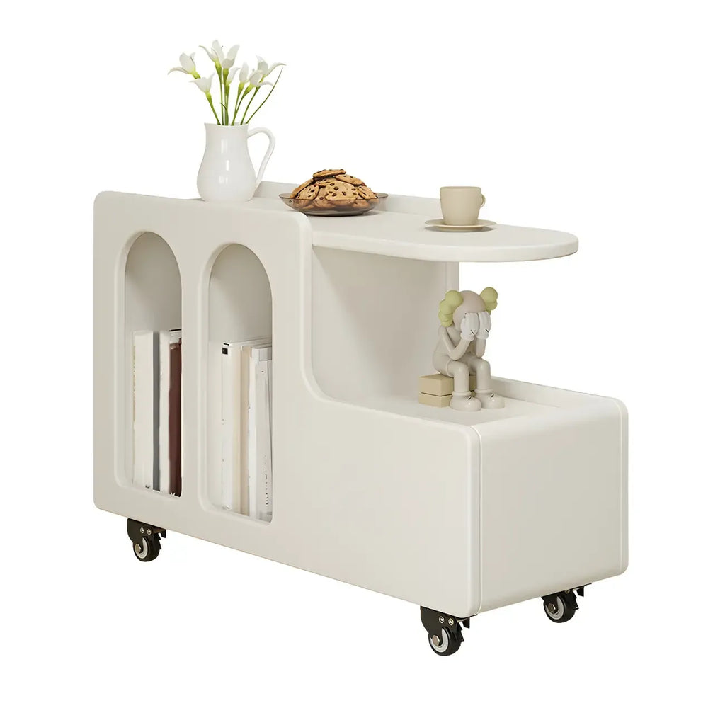Table d'appoint mobile rectangulaire en bois blanc, de forme libre