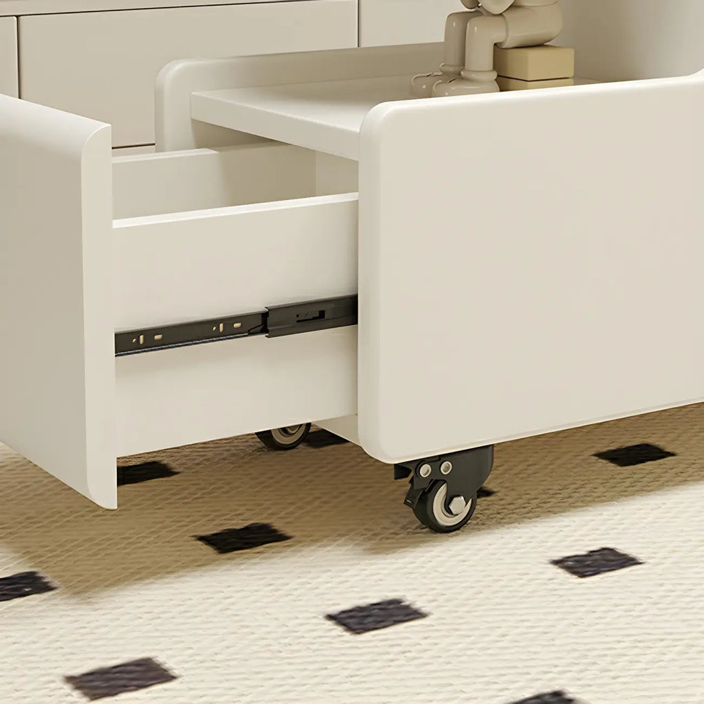 Table d'appoint mobile rectangulaire en bois blanc, de forme libre