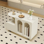 Table d'appoint mobile rectangulaire en bois blanc, de forme libre