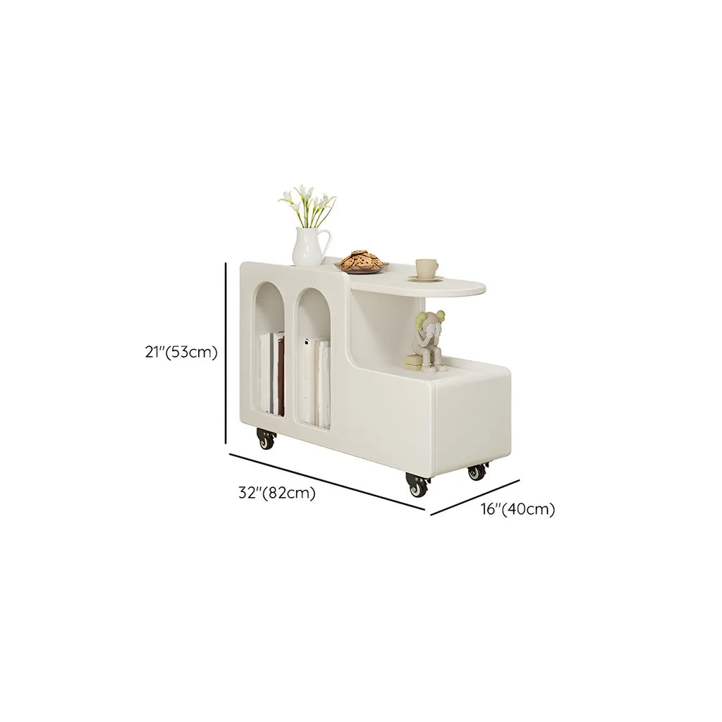 Table d'appoint mobile rectangulaire en bois blanc, de forme libre
