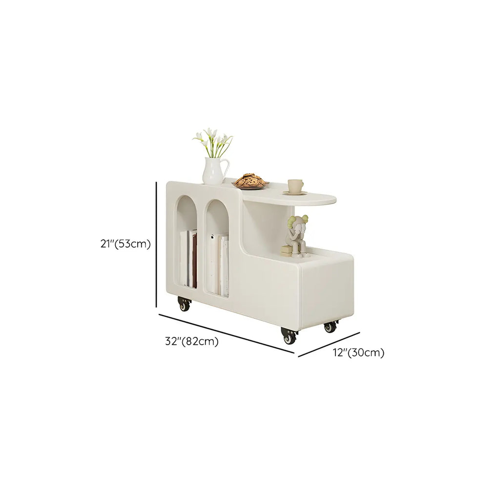 Table d'appoint mobile rectangulaire en bois blanc, de forme libre